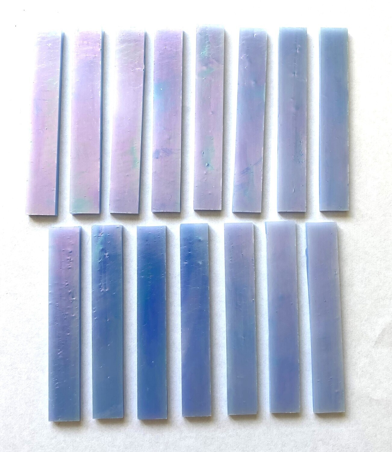15 Iridescent Light Blue Stained Glass Large Rectangle Tiles