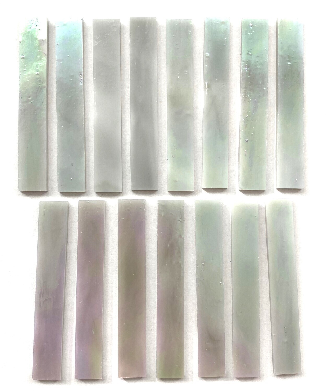 15 Iridescent Light Gray Stained Glass Large Rectangle Tiles