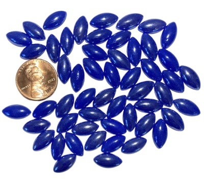 50 Pearlized Lapis Blue Glass Petals 14mm
