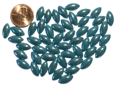 50 Pearlized Teal Glass Petals 14mm