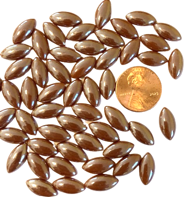 50 Pearlized Chocolate Brown Glass Petals 14mm