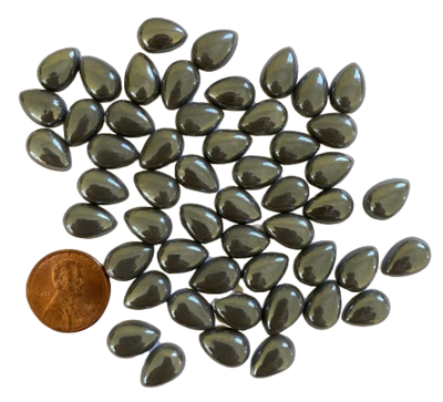 50 Pearlescent Dark Gray 12mm Glass Teardrop Tiles