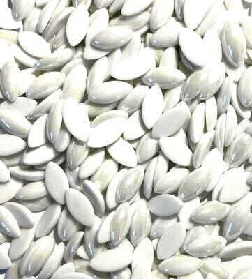 50 Pearlized White Glass Petals 14mm