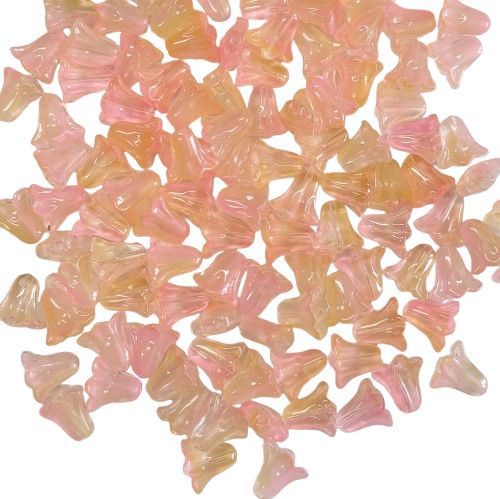 20 Translucent Pink &amp; Peach Czech Glass Tulips