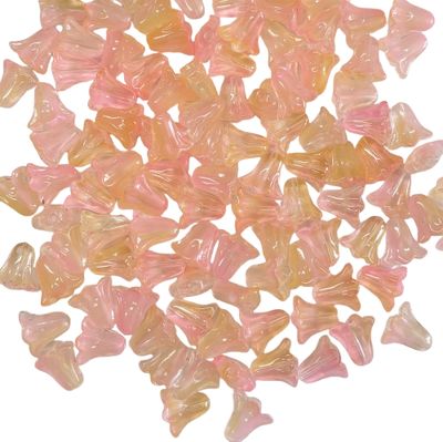 20 Translucent Pink &amp; Peach Czech Glass Tulips