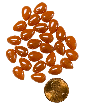 50 Pearlescent Orange Glass 12mm Teardrop Tiles