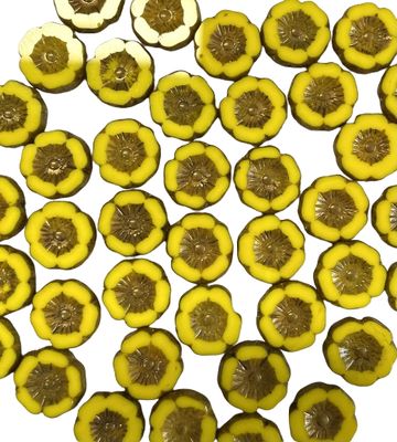 12mm Yellow Czech Glass Hibiscus Flowers 12mm Yellow Czech Glass Hibiscus Flowers