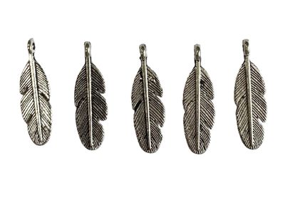 silver metal feather charm