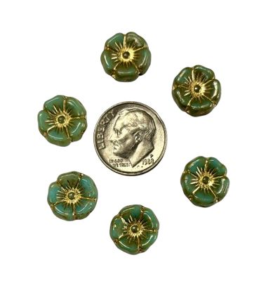 12mm Tea Green Hibiscus Glass Flowers