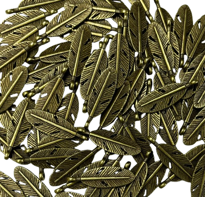 bronze metal feather charm