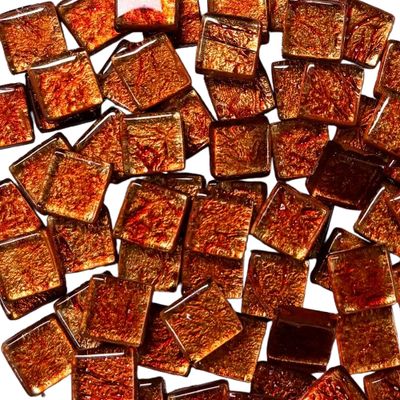 orange foil glass mosaic tile 10mm