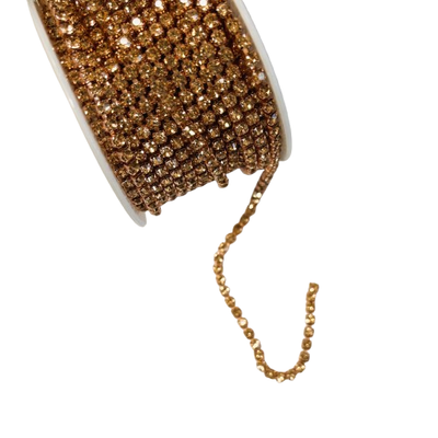 peach rhinestone chain trim