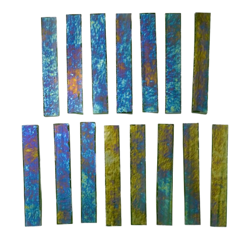 15 Iridescent Green Stained Glass Large Rectangle Tiles