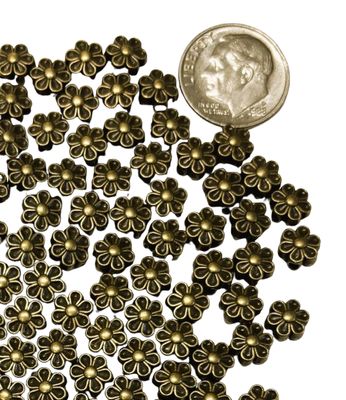 25 Bronze Metal Flowers (1/4" Diameter)