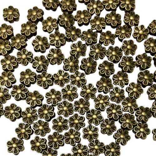 25 Bronze Metal Flowers (1/4" Diameter)