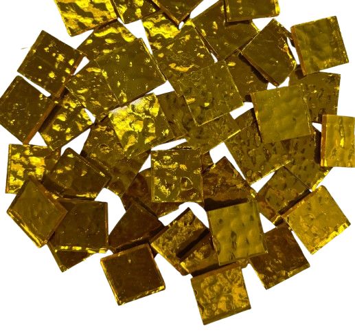 yellow mirror mosaic tiles with hammered texture