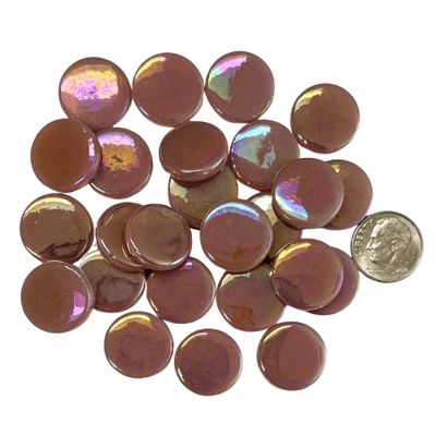 18mm Iridized Deep Rose Glass Penny Rounds