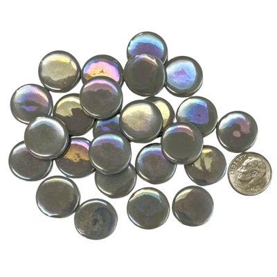 18mm Iridized Gray Glass Penny Rounds