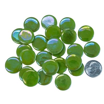 18mm Iridized Chartreuse Glass Penny Rounds