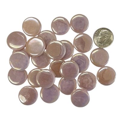 18mm Iridized Pale Pink Glass Penny Rounds