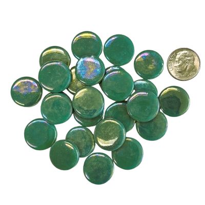 18mm Iridized Teal Glass Penny Rounds