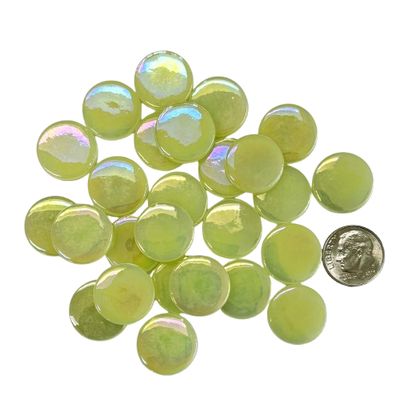 18mm Iridized Light Yellow Glass Penny Rounds