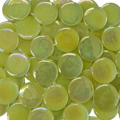18mm Iridized Light Yellow Glass Penny Rounds