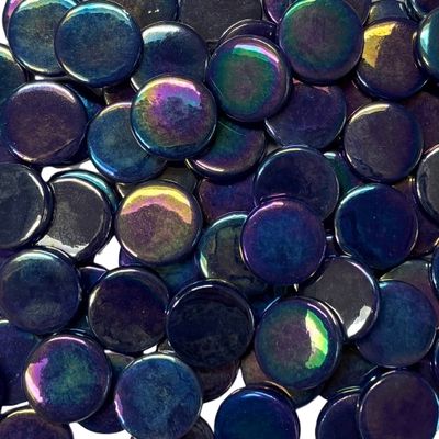 iridized royal blue recycled glass penny round mosaic tile 18mm