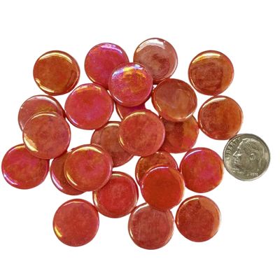 18mm Iridized Watermelon Red Glass Penny Rounds