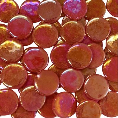 18mm Iridized Watermelon Red Glass Penny Rounds
