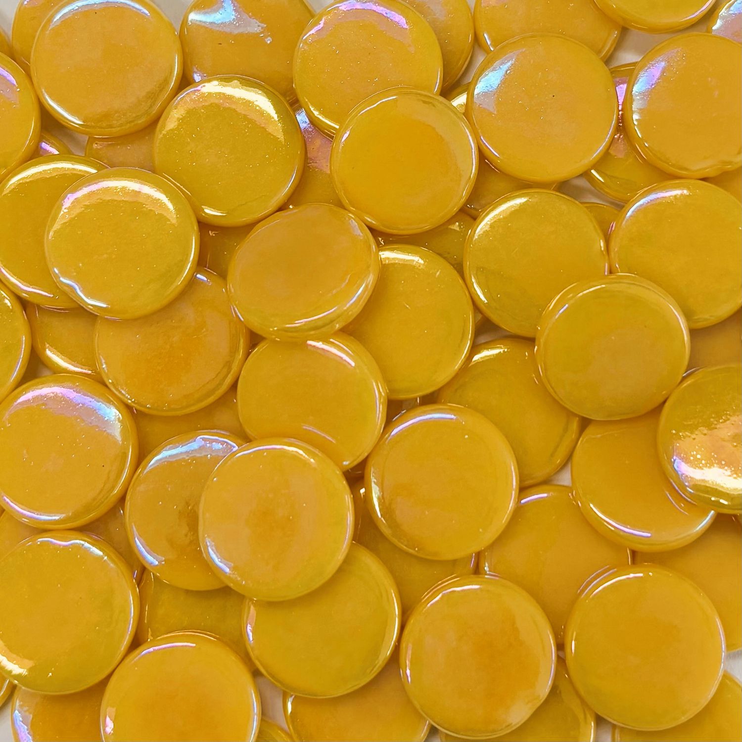 18mm Iridized Sunflower Glass Penny Rounds