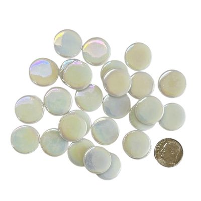 18mm Iridized White Glass Penny Rounds