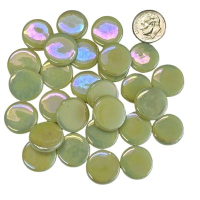18mm Iridized Ivory Glass Penny Rounds