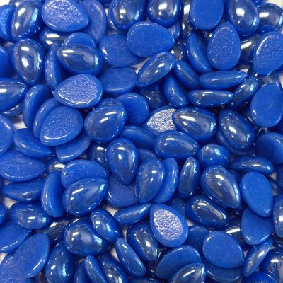 50 Pearlescent Azure Blue Glass 12mm Teardrop Tiles