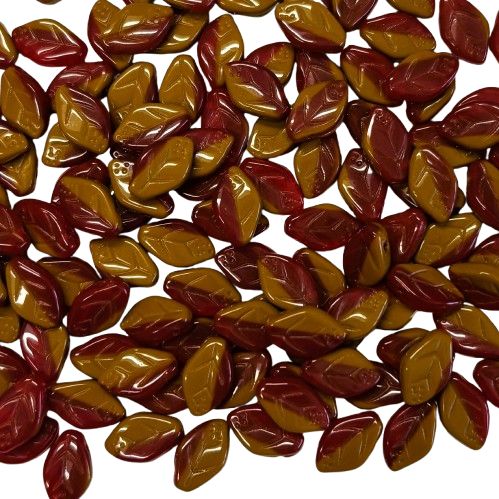 20 Garnet &amp; Amber Czech Glass Leaves