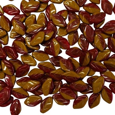 20 Garnet &amp; Amber Czech Glass Leaves