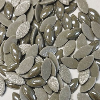 50 Pearlized Light Gray Glass Petals 14mm