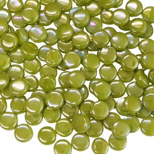 Iridized  Chartreuse Glass Mini Dots