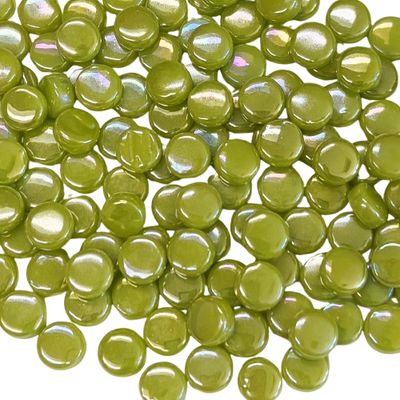 Iridized  Chartreuse Glass Mini Dots