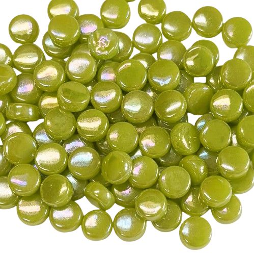 Iridized  Chartreuse Glass Mini Dots