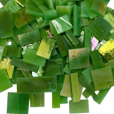 Iridescent Lime Stained Glass Offcuts 1/2 Lb