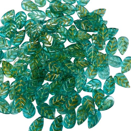 Large Translucent Teal  Glass Leaves