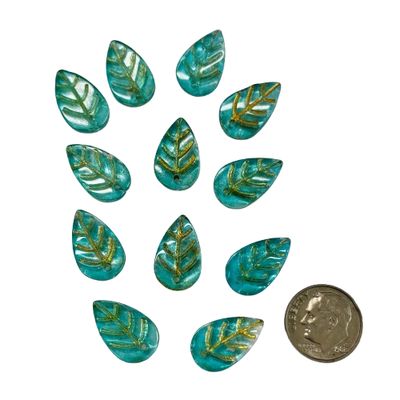 Large Translucent Teal  Glass Leaves