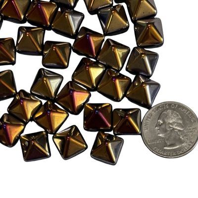 large iridized black pyramid glass cabochon