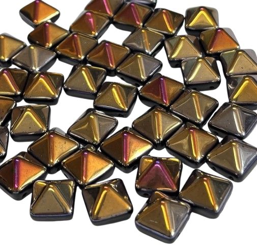 Large Iridized Black Pyramid Czech Cabochons