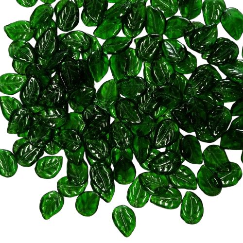 12 Emerald Green Translucent Leaves