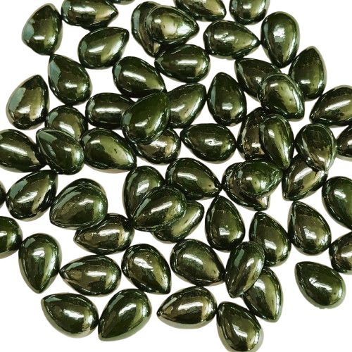 50 Pearlescent Dark Green 12mm Teardrop Tiles