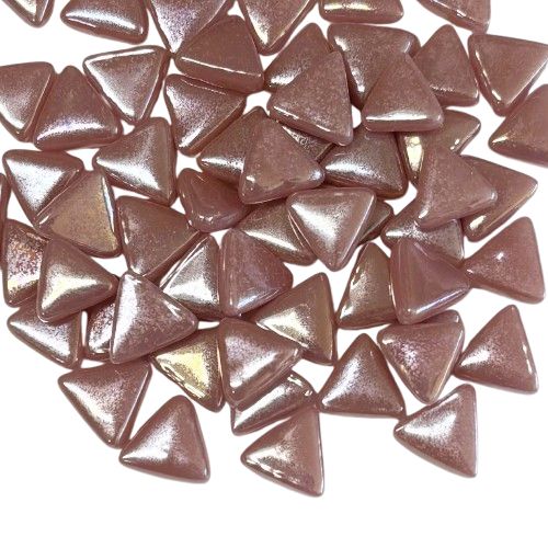 10mm Iridized Rose Pink Glass Triangles
