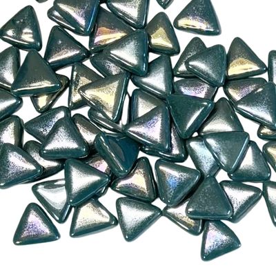 10mm Iridized Dark Teal Glass Triangles