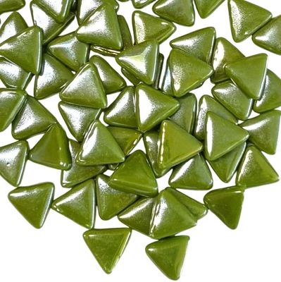 10mm Iridized Apple Green Glass Triangles